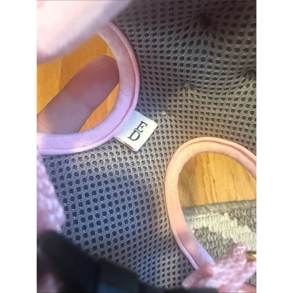 Pink & Gray Adjustable Dog Harness with Bow | Cute Small Dog Vest Harness